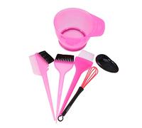 6pcs Hair Dye Coloring Kit with Hair Color Bowl Hair Dyeing Brush Hair Coloring Tool Kit Hair Bleach Tinting Tool for Salon Home Rosy