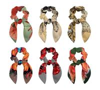 6PCS Hair Scrunchies Rabbit Bunny Ear Bow Bowknot Scrunchie Bobbles Elastic Hair Ties Bands Ponytail Holder for Women Accessories, Retro Honey Bee Floral