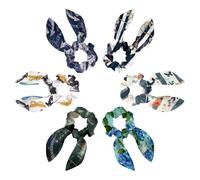 6PCS Hair Scrunchies Rabbit Bunny Ear Bow Bowknot Scrunchie Bobbles Elastic Hair Ties Bands Ponytail Holder for Women Accessories, Nautical Anchor Floral Butterfly Stripe