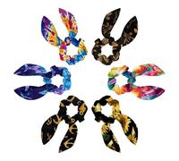 6PCS Hair Scrunchies Rabbit Bunny Ear Bow Bowknot Scrunchie Bobbles Elastic Hair Ties Bands Ponytail Holder for Women Accessories, Golden Bees and Flowers Pattern