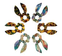 6PCS Hair Scrunchies Rabbit Bunny Ear Bow Bowknot Scrunchie Bobbles Elastic Hair Ties Bands Ponytail Holder for Women Accessories, Dragonfly and Flower