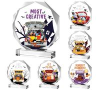6Pcs Halloween Acrylic Award 4.7'' Halloween Party Supplies Trophy Award Funny Contest Trophy Best Costume Trophies Funny Trophy Bulk for Adults Kids Costume Plaques School Pumpkin Contest Winner
