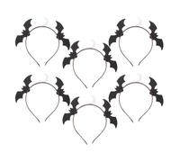 6pcs Halloween Bat Headband Black Felt Wrapped Frame for Women | Glitter Bat Ornaments with Moon Detailing, Lightweight Fit for Most Head Circumferences, Dress up Photo Shoots