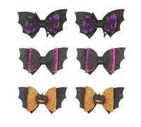 6pcs Halloween Hair Accessories Bat Hair Clips Halloween Hairbows Black Purple Orange Hairclips Grosgrain Ribbon Hair Bow Barrettes Party Favors Gifts for Kids