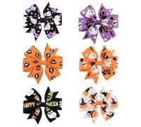 6Pcs Halloween Hair Accessories - Pumpkin, Spider, Ghost Bow Pins -Halloween Bow Hair Clips halloween Bows Hairpins for Cosplay Halloween's Party Costume for Women and Girls
