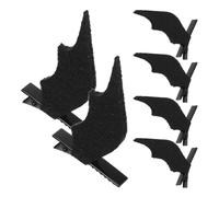 6pcs Halloween Hair Clips Devil Wings Barrettes Small Hairpin | Non Woven Black Devil Wing Shape, Comfortable Ergonomic Wear, Cute Party Cosplay for Halloween Season