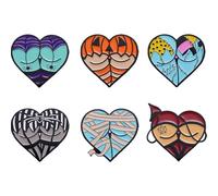 6pcs Halloween Heart Brooches Gothic Badge Brooches Sexy Butts Lapel Pins Spooky Jewelry Accessories for Women Girls