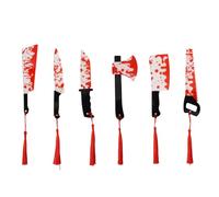 6pcs Halloween Horror Bookmarks Set, Novelty Acrylic Bloody Knife Book Markers with Red Tassels Gothic Page Make Holders for Halloween Party Favors Reader Booklovers Gifts