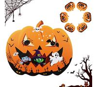 6PCS Halloween Placemats, Original Pumpkin Shape Place Mats, Happy Halloween Witch Ghost Vampire Table Mats, Waterproof PVC Dining Table Place Mats for Seasonal Dining Room Kitchen Table Decor