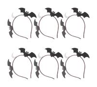 6pcs Halloween Season Bat Hair Band Wicked Headband Black Felt | Glitter Bat Ornaments, Moon Accent Styling, Secure Fit for Women, Themed Parties