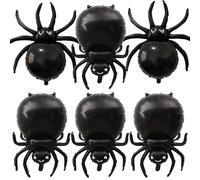 6Pcs Halloween Spider Foil Balloons 3D Large Giant Spider Balloons Black Horror Scary Halloween Party Decorations Kit Cute Spooky Theme Birthday Decor Night Trick or Treat Baby Shower Props Supplies