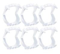 Shatchi Pack of 6 Vampire Dracula White Scary Halloween Adult Kids Party Bag Fillers Fancy Dress up Accessories Werewolf Zombie Fangs Monster Teeth, 6Pcs