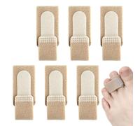 6Pcs Hammer Toe Straightener with Elastic Splint, Reusable Toe Wraps for Correcting Bent, Crooked and Overlapping Toes, Breathable Fabric Toe Bandages for Broken Toe Support and Pain Relief