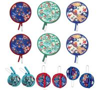 6Pcs Hand Fan Folding,Chinese Japanese Style Foldable Fan,Round Folding Fan,Summer Handheld Folding Fans Beautiful Patterns For Wedding Party Home Decor (Elegant Colors)