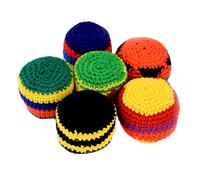 6PCS Hand-Made Knitted Footbag Hacky Sack, Multicolored Crochet Geometric Pattern Juggling Kick Balls, Assorted Colours Styles, Boost Coordination for Indoor Outdoor Play(Random Color)