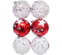 6PCS Hand Painted Christmas Ornaments Set with Social Media Style Holiday Tree Balls for Festive Home Decoration and Seasonal Celebration (D)