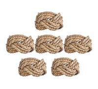 6pcs Hand Woven Napkin Rings Straw Decorative Holder for Restaurant