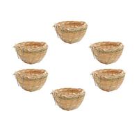 6Pcs Handmade Bamboo Wicker Canary Nest Pans, Small Bird Nest Boxes Cage Hanging