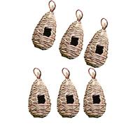 6Pcs Handwoven Straw Bird Nest House Hatching Grass Cave Handmade Eco-Friendly Birdhouse for Parrots Birds Decoration