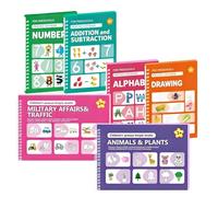 6PCS Handwriting Practice Books, 11.4x8.5in Reusable Grooved Book with Pen