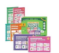 6PCS Handwriting Practice Books Set, Large Reusable Grooved Writing Book with Aid Magic Pen for Kids, Preschool Home Learning Resources (11.4x8.5in)