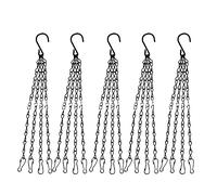 6Pcs Hanging Chain, Heavy Duty 15.7 Inch Hanging Flower Basket Galvanized Chain -4Point Garden Plant Hanger for Outdoor Bird Feeders, Planters and Lanterns (Black)