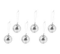 6pcs Hanging Christmas Balls Glass Silver Mirror Ornament for Garden