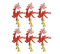 6pcs Hanging Decorations Sleigh Bells Adornos Navideños Deer Ornaments Hollow Deer Reindeer Bell Holiday Jingle Bells Christmas Elk Decorations Gold Red Coat Hanger Christmas Tree