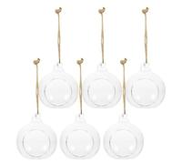6pcs Hanging Glass Vases with Rope, Terrarium Decor | DIY Display Pieces for Office or Handmade Projects, Easy to Store, Set of Six Matching Pieces