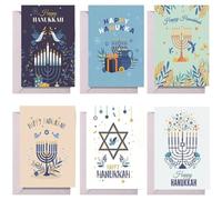 6pcs Hanukkah Cards, Chanukah Greeting Note Card with Envelopes Happy Hanukkah Greeting Cards for Party Decoration