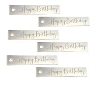 6pcs Happy Birthday Silver Mirror Acrylic Rectangle Slim Cake Charm Topper Cake Disc Acrylic Wedding Celebration Cupcake Topper Getting Married Cake Topper Gift For Her Wedding 10cm 100mm
