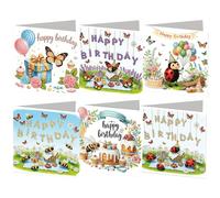 6pcs Happy Birthdays Cake DIY Kit Greeting Card with Envelope Diamond Art