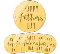 6pcs Happy Father's Day Cupcake Topper Gold Mirror Circle Round Cursive Acrylic Cake Charm Fathers Day Disc Daddy Acrylic Congratulations Celebration Cake Topper Gift For Dad 50mm 5cm 2inch Grandad