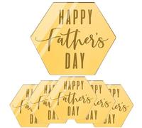 6pcs Happy Father's Day Cupcake Topper Gold Mirror Hexagon Cursive Acrylic Cake Charm Fathers Day Cake Disc Daddy Acrylic Congratulations Celebration Cake Topper Gift For Dad 50mm 5cm 2inch Grandad