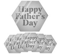6pcs Happy Father's Day Cupcake Topper Silver Mirror Hexagon BOLD Acrylic Cake Charm Fathers Day Cake Disc Daddy Acrylic Congratulations Celebration Cake Topper Gift For Dad 50mm 5cm 2inch Grandad