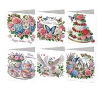 6pcs Happy Mothers Day DIY Kit Greeting Card with Envelope Diamond Art