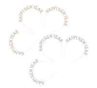 6pcs Happy New Year Letter Headband with Glittery Rhinestones | Alloy Build, Elastic Band, 3d Gold Lettering, Secure Adjustable Fit for Countdown Eve Party