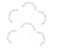 6pcs Happy New Year Letter Headband with Shiny Rhinestones for Parties | Alloy Construction, Soft Elastic Strap, 3d Gold Lettering, Secure Fit for Hair, Ponytails and Buns