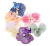 6pcs Hawaiian Orchid Flower Hair Clips Silk Tropical Hairpins | Butterfly Bloom Shape, Pearl Detail, Boho Style, Beach Vacation Photos, Summer Charm