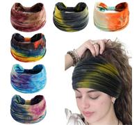 6Pcs Headbands for Women Wide Knotted Turban Bandana Boho Head Scarfs Wraps Yoga Hairbands Fabric Elastic Headband Sport Running Headscarves (splicing headband)