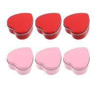 6pcs Heart Earring Case Heart Cookie Boxes Valentine Day Candy Jar shaped Iron Metal Creative Design Versatile Use Store Candies Romantic Charm for Wedding and Special