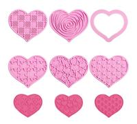 6pcs Heart Shaped Cookie Cutter, BPA Material Valentine Cookie Stamps Heart Shape Cookie Press Set Heart Shape Cookie Mold with Different Patterns for Valentine's Day Baking(Pink)