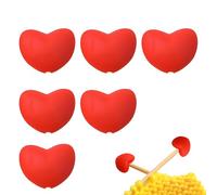 6PCS Heart-Shaped Knitting Needle Stoppers, Cute Silicone Knit Needles Cap
