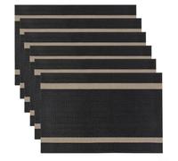6Pcs Heat Resistant PVC Dining Placemats for Table Protection, Washable Mats Suitable for Dining, Coffee Tables, and Entryway Desks (Black)