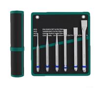 6PCS Heavy Duty Alloy Steel Flat Roll Pin Punch Tool Set for Industrial Maintenance, Drilling Marking, and Repair Projects