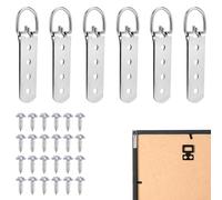 6pcs Heavy Duty D-Ring Picture Hangers with Screws, 4 Holes D Ring Hooks Picture Hang Solutions D Ring Picture Frame Hanger for Hanging Pictures Photo Frame Whiteboard Mirror Paintings