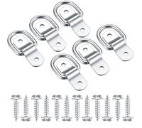 6Pcs Heavy-Duty D-Ring Tie Down Anchors,1/4Inch Surface Mount Lashing Rings | 220 lbs lashing rings for cargo securing, sturdy hardware for truck, camper and trailer load fixing