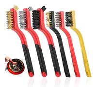 6Pcs Heavy Duty Hangable Wire Brushes with Comfortable Handles for Rust Removal Grill Cleaning Household and Automotive Maintenance