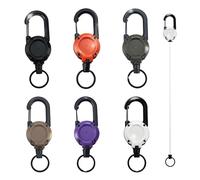 6PCS Heavy Duty Retractable Keychain Key Rings with Lanyard Retractables, Retractable Lanyard Clip Key Fobs, Extendable Keyring with Clip for Work/Camping (White/Orange/Black/Purple/Khaki/Dark Green)