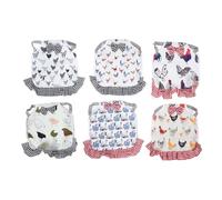 6Pcs Hen Saddle Breathable Canvas Chicken Apron, Full Back Wing Protector for Poultry, Odorless Feather Growth Cover with Bow Design for Hens Rooster Pecking Protection